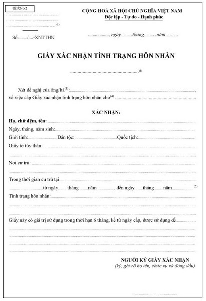 ベトナム人が帰化申請して日本国籍を取得する場合ベトナムの婚姻状況証明書
